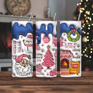 Holiday Tumbler Set with Festive Designs